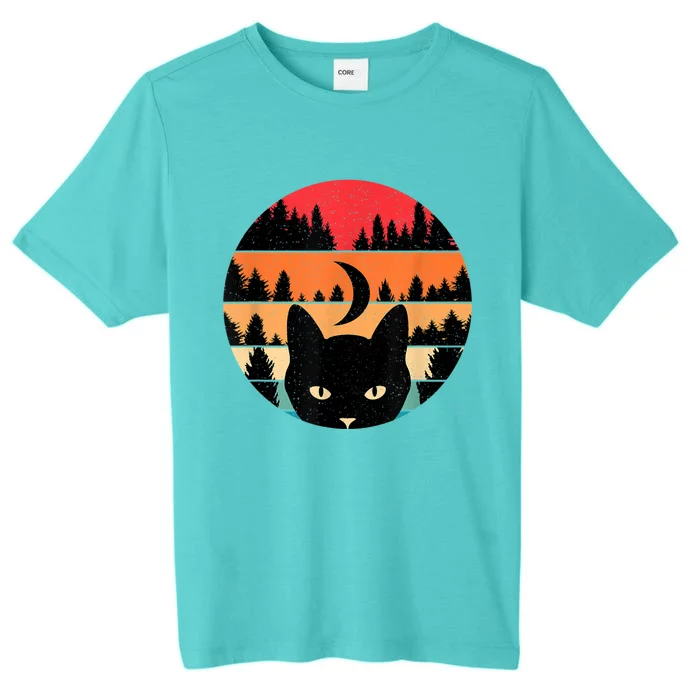 Black Cat Retro Cat Lover Cat Moon Forest ChromaSoft Performance T-Shirt