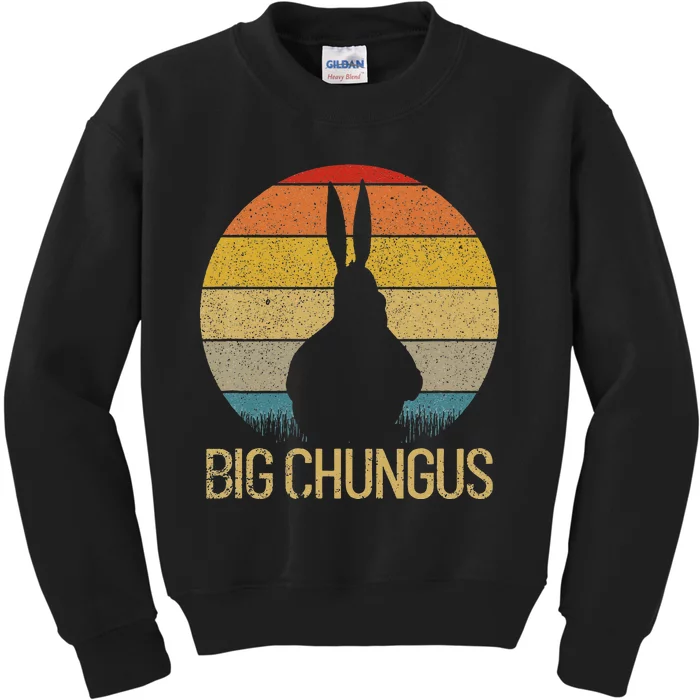 Big Chungus Retro Sunset Vintage Dank Meme Big Chungus Kids Sweatshirt