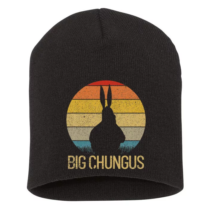 Big Chungus Retro Sunset Vintage Dank Meme Big Chungus Short Acrylic Beanie