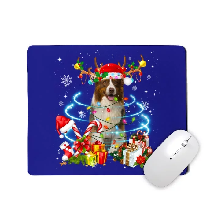 Border Collie Reindeer Christmas Tree Lights Pajama Dog Xmas Gift Mousepad