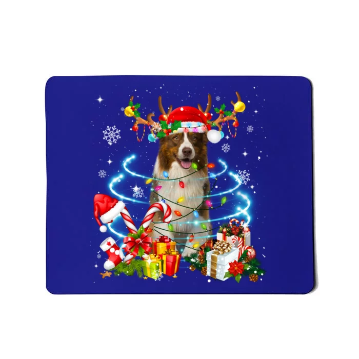 Border Collie Reindeer Christmas Tree Lights Pajama Dog Xmas Gift Mousepad