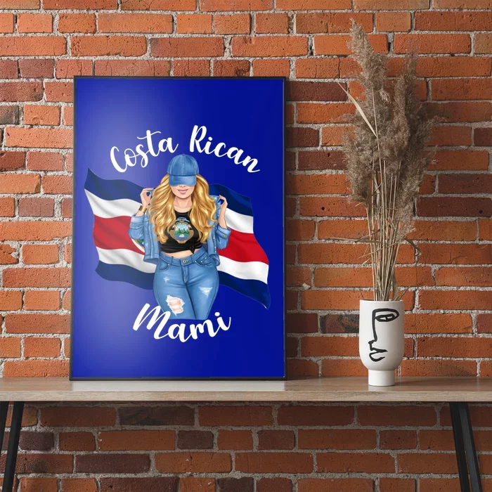 Blonde Costa Rican Mami Flag Emblem Costa Rico Queen Mom Cool Gift Poster