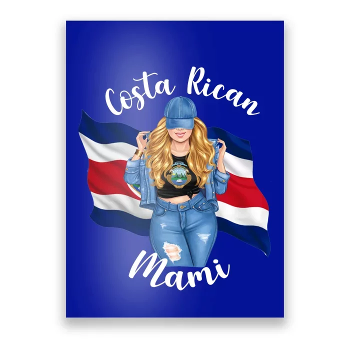 Blonde Costa Rican Mami Flag Emblem Costa Rico Queen Mom Cool Gift Poster