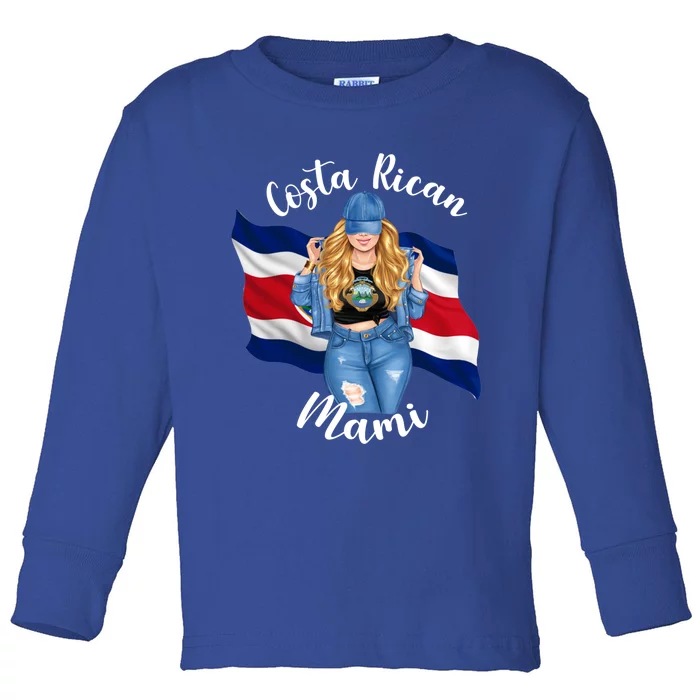 Blonde Costa Rican Mami Flag Emblem Costa Rico Queen Mom Cool Gift Toddler Long Sleeve Shirt