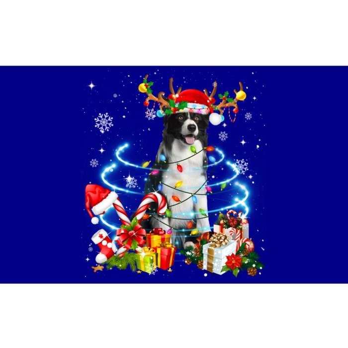 Border Collie Reindeer Christmas Tree Lights Pajama Dog Xmas Cool Gift Bumper Sticker