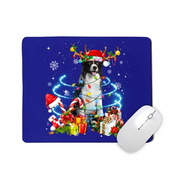 Border Collie Reindeer Christmas Tree Lights Pajama Dog Xmas Cool Gift Mousepad