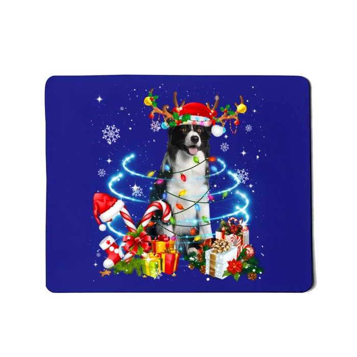 Border Collie Reindeer Christmas Tree Lights Pajama Dog Xmas Cool Gift Mousepad