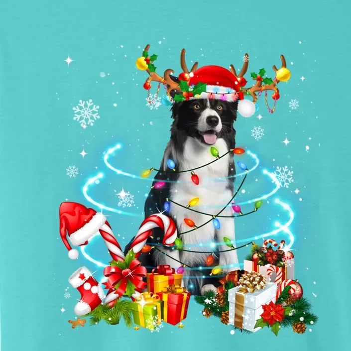 Border Collie Reindeer Christmas Tree Lights Pajama Dog Xmas Cool Gift ChromaSoft Performance T-Shirt