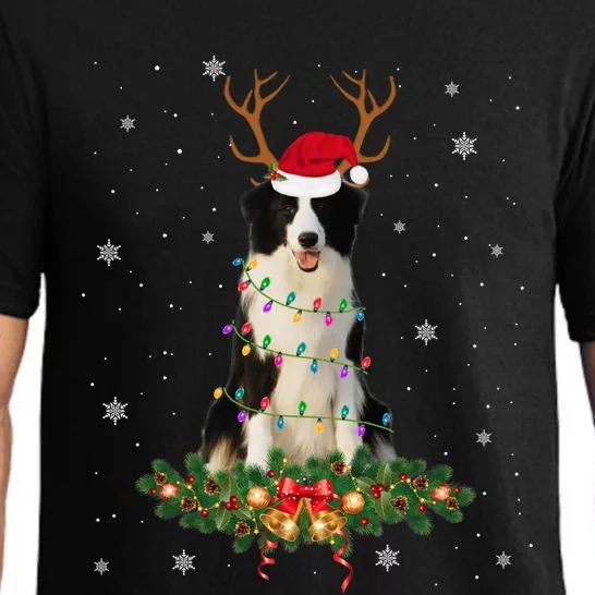 Border Collie Reindeer Santa Hat Xmas Lights Christmas Xmas Meaningful Gift Pajama Set