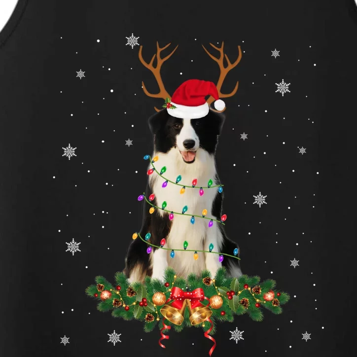 Border Collie Reindeer Santa Hat Xmas Lights Christmas Xmas Meaningful Gift Performance Tank