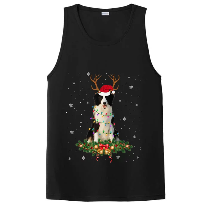 Border Collie Reindeer Santa Hat Xmas Lights Christmas Xmas Meaningful Gift Performance Tank