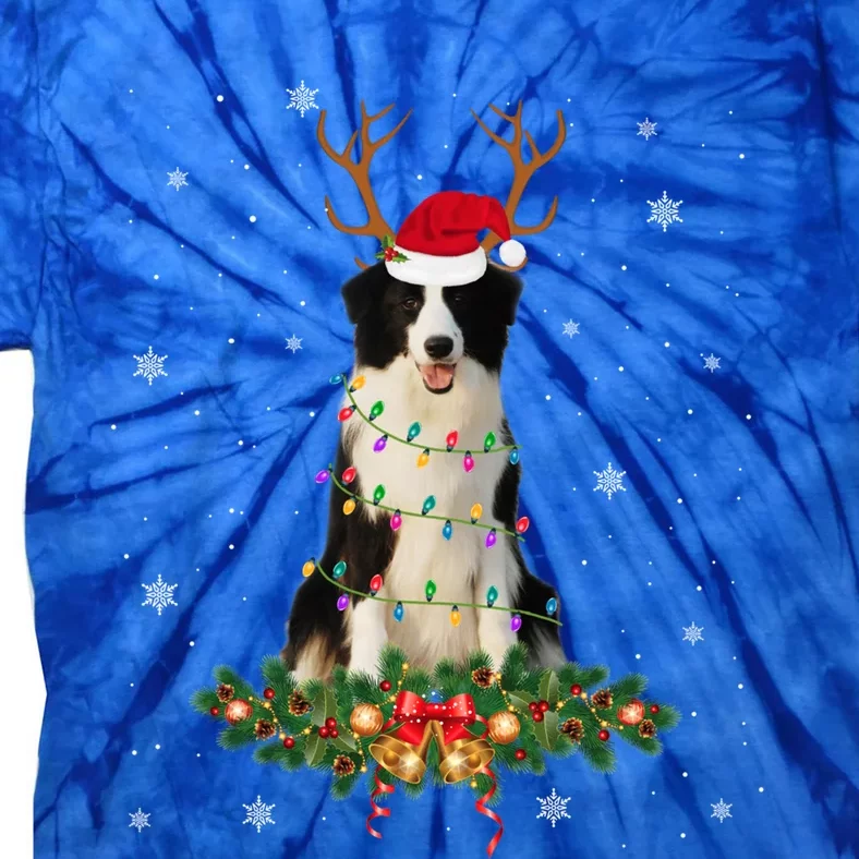 Border Collie Reindeer Santa Hat Xmas Lights Christmas Xmas Meaningful Gift Tie-Dye T-Shirt