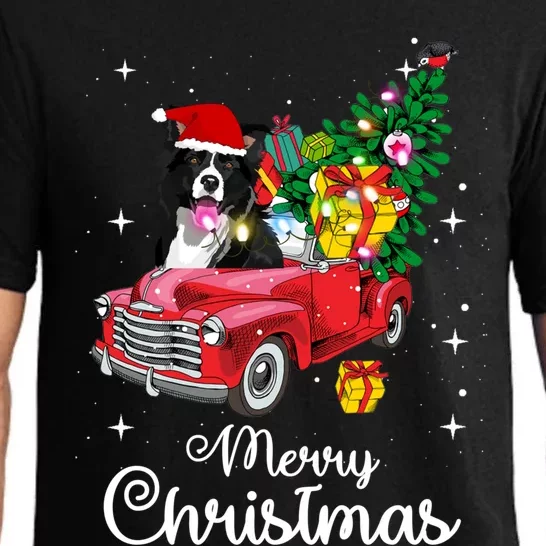 Border Collie Ride Red Truck Christmas Pajama Funny Xmas Dog Gift Pajama Set