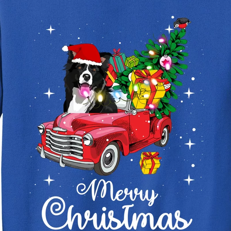 Border Collie Ride Red Truck Christmas Pajama Funny Xmas Dog Gift Tall Sweatshirt