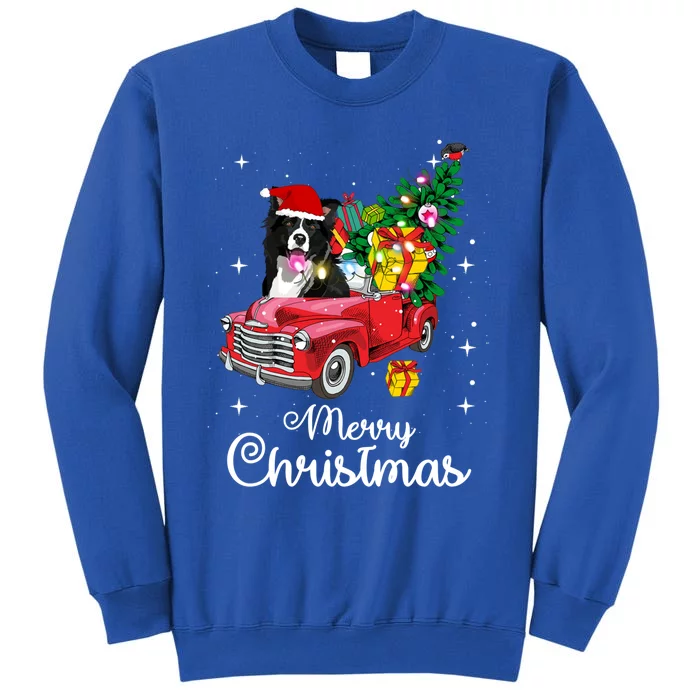 Border Collie Ride Red Truck Christmas Pajama Funny Xmas Dog Gift Tall Sweatshirt