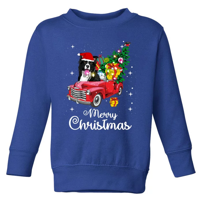 Border Collie Ride Red Truck Christmas Pajama Funny Xmas Dog Gift Toddler Sweatshirt