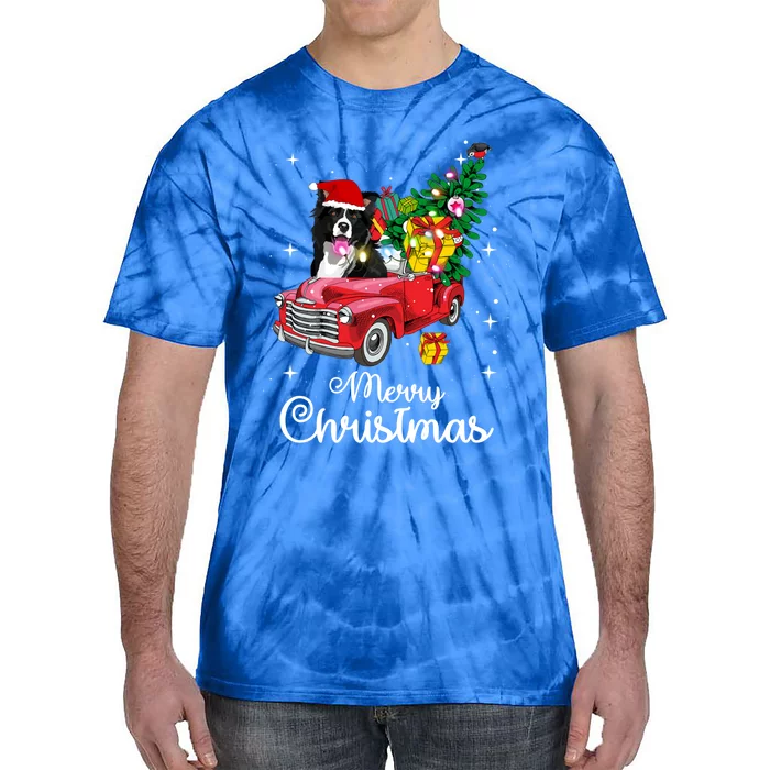 Border Collie Ride Red Truck Christmas Pajama Funny Xmas Dog Gift Tie-Dye T-Shirt