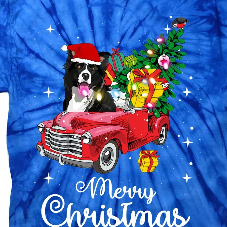 Border Collie Ride Red Truck Christmas Pajama Funny Xmas Dog Gift Tie-Dye T-Shirt