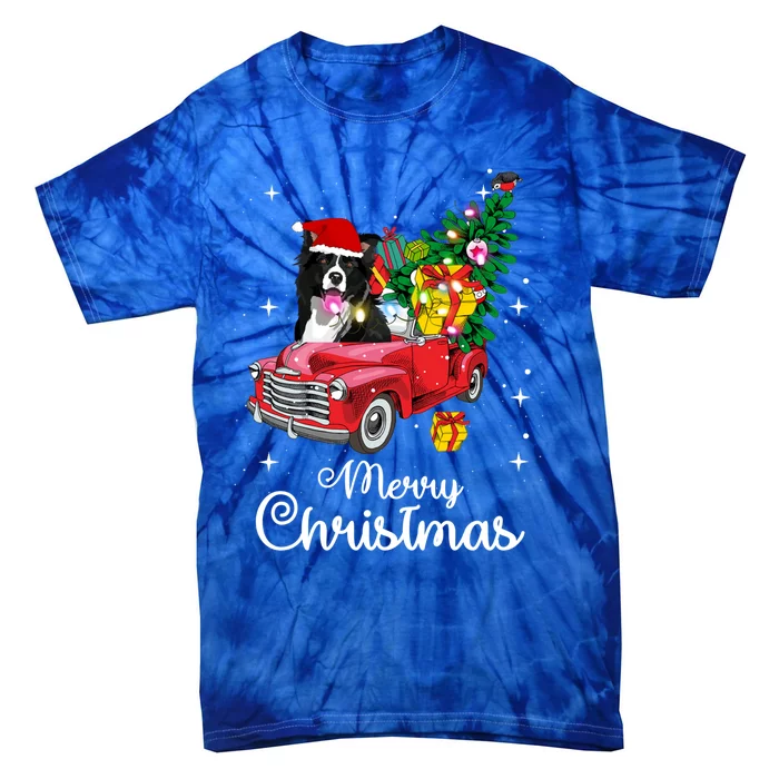 Border Collie Ride Red Truck Christmas Pajama Funny Xmas Dog Gift Tie-Dye T-Shirt