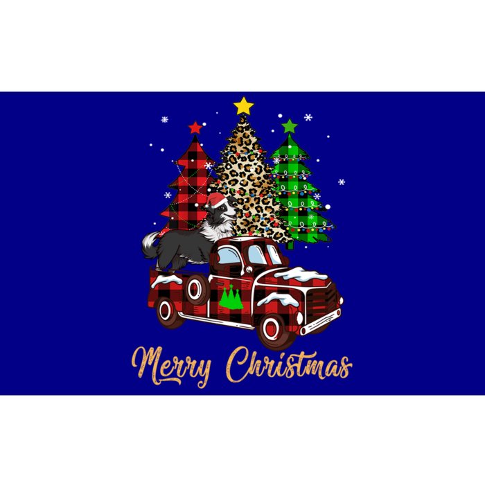 Border Collie Riding Red Truck Xmas Merry Christmas Gift Bumper Sticker