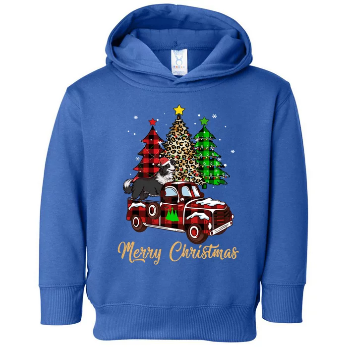 Border Collie Riding Red Truck Xmas Merry Christmas Gift Toddler Hoodie