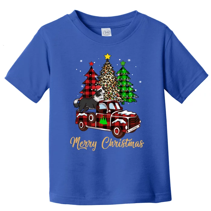 Border Collie Riding Red Truck Xmas Merry Christmas Gift Toddler T-Shirt