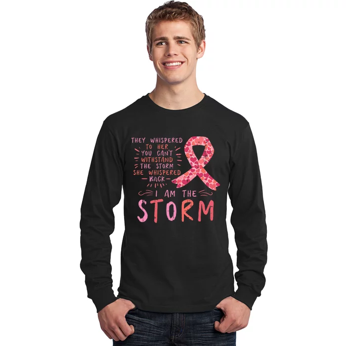 Breast Cancer Ribbon I Am The Storm Survivor Awareness Long Sleeve Shirt