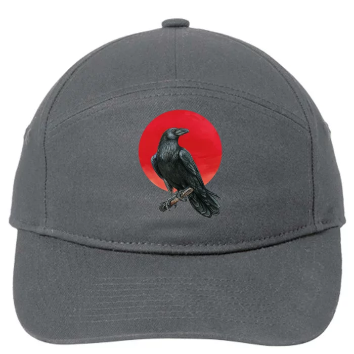 Black Crow Red Moon 7-Panel Snapback Hat