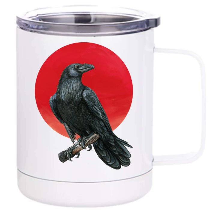 Black Crow Red Moon Front & Back 12oz Stainless Steel Tumbler Cup