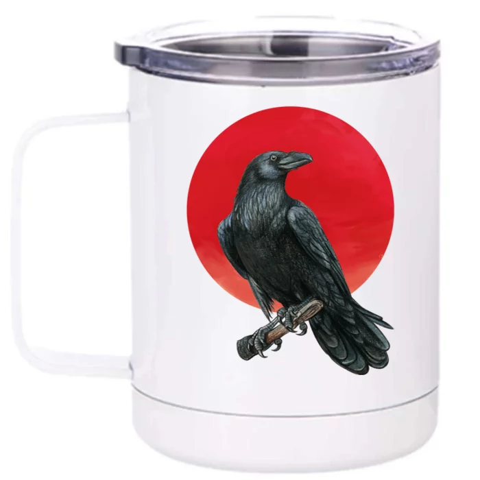 Black Crow Red Moon Front & Back 12oz Stainless Steel Tumbler Cup