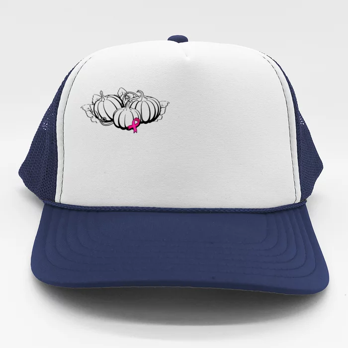 Breast Cancer Ribbon Pumpkin Fall Trucker Hat