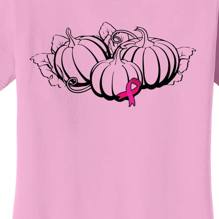 Breast Cancer Ribbon Pumpkin Fall Women's T-Shirt