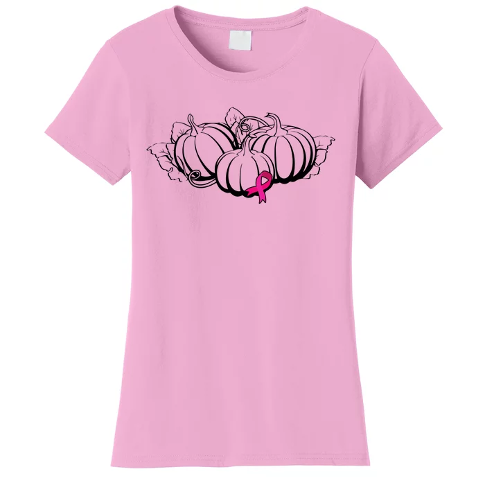 Breast Cancer Ribbon Pumpkin Fall Women's T-Shirt