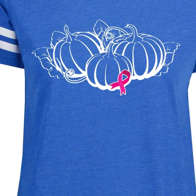 Breast Cancer Ribbon Pumpkin Fall Enza Ladies Jersey Football T-Shirt