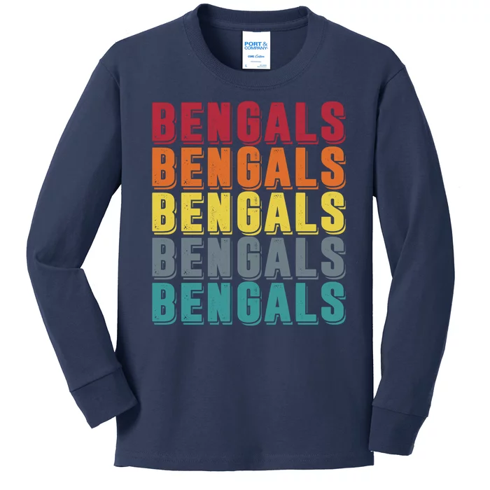 Bengals Colorful Retro Kids Long Sleeve Shirt