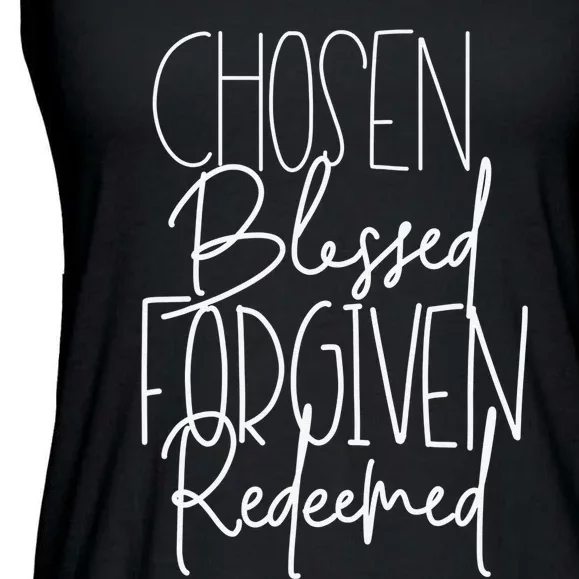 Blessed Chosen Redeemed Forgiven Christian Family Ladies Essential Flowy Tank