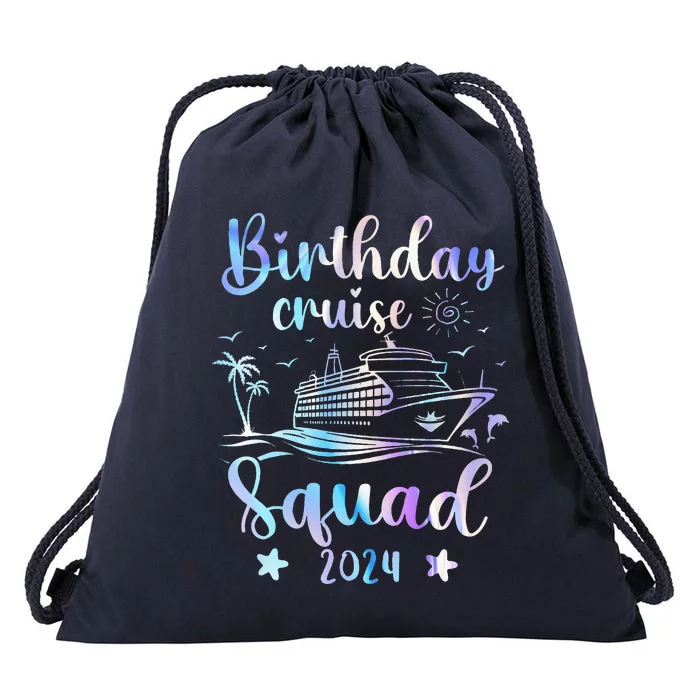 Birthday Cruise Squad 2024 Cruising Party Cruise Birthday Drawstring Bag