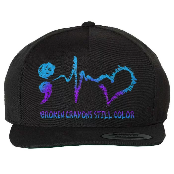 Broken Crayons Still Color Suicide Prevention Awareness Wool Snapback Cap