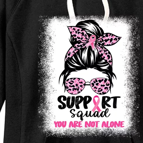 Breast Cancer Support Squad Messy Bun Pink Warrior Awareness Women's Fleece Hoodie