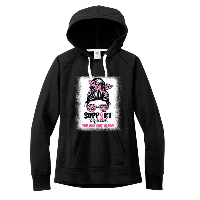 Breast Cancer Support Squad Messy Bun Pink Warrior Awareness Women's Fleece Hoodie