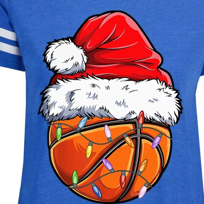 Basketball Christmas Santa Hat Funny Basketball Xmas Enza Ladies Jersey Football T-Shirt