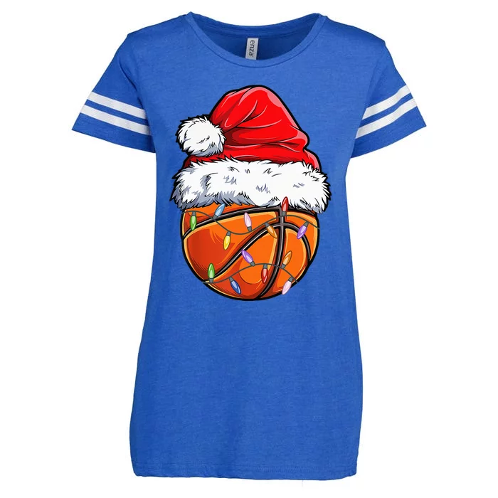 Basketball Christmas Santa Hat Funny Basketball Xmas Enza Ladies Jersey Football T-Shirt