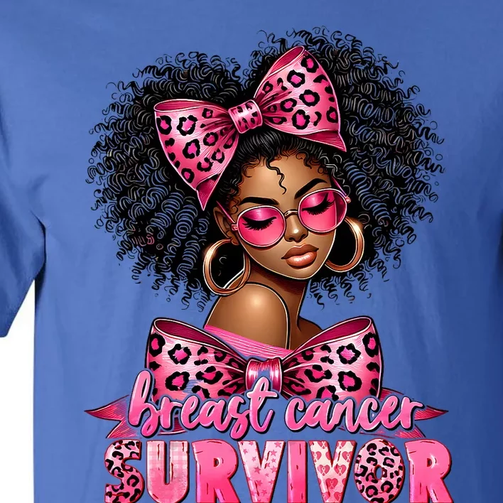 Breast Cancer Survivor Afro Queen Black Ribbon Tall T-Shirt