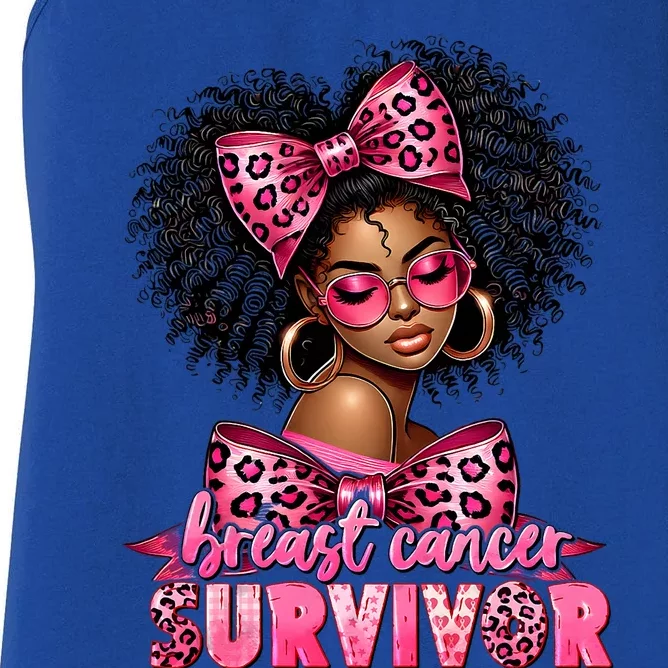 Breast Cancer Survivor Afro Queen Black Ribbon Women's Racerback Tank