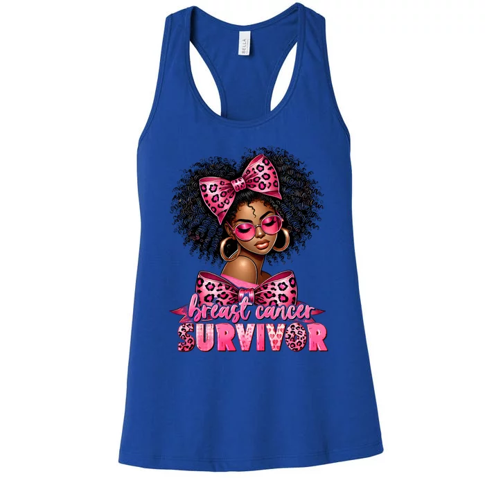 Breast Cancer Survivor Afro Queen Black Ribbon Women's Racerback Tank