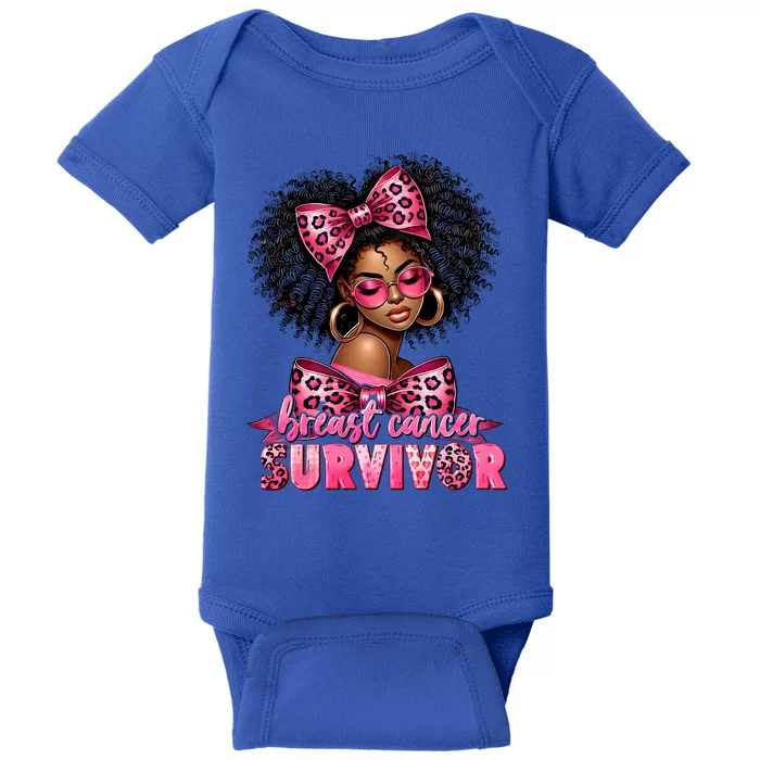 Breast Cancer Survivor Afro Queen Black Ribbon Baby Bodysuit