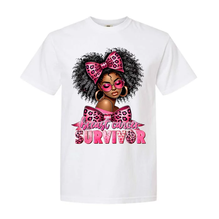 Breast Cancer Survivor Afro Queen Black Ribbon Garment-Dyed Heavyweight T-Shirt