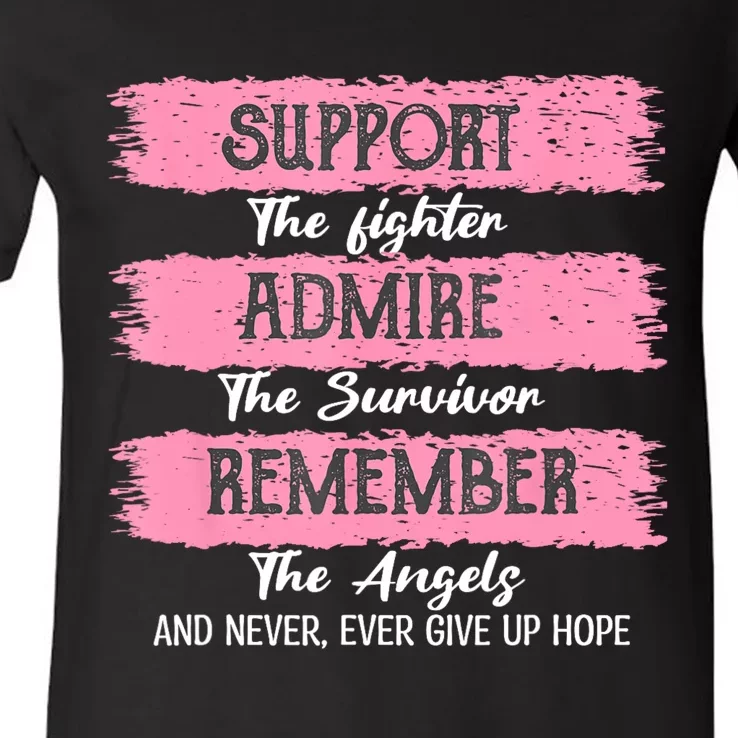 Breast Cancer Support Admire Honor Breast Cancer Awareness V-Neck T-Shirt