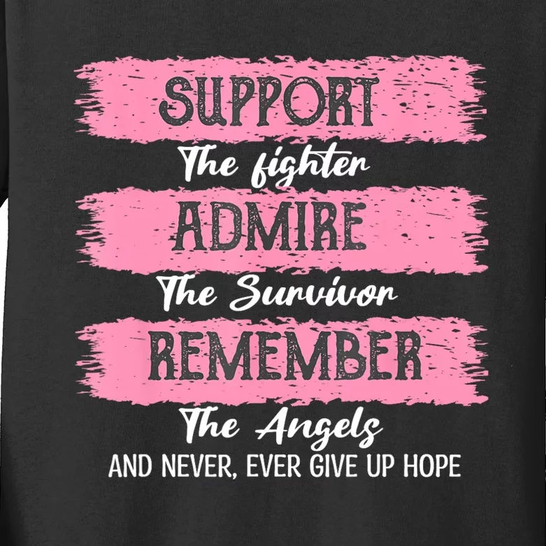 Breast Cancer Support Admire Honor Breast Cancer Awareness Kids Long Sleeve Shirt