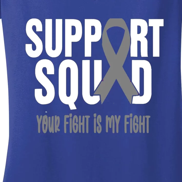 Brain Cancer Support Squad Brain Cancer Awareness Gift Women's V-Neck T-Shirt